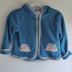 Hanna Andersson Hedgehog Teal Hooded Jacket 85 Cm